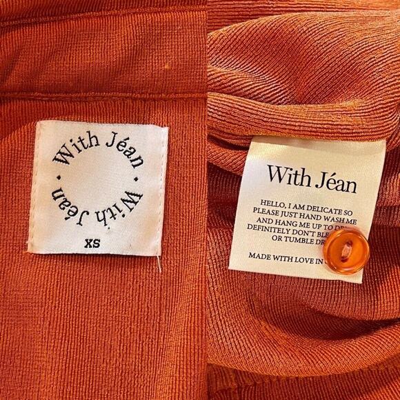 With Jean | Andy Dress Maple Ruched Front Slinky Shirt Dress Orange XS - Picture 12 of 14